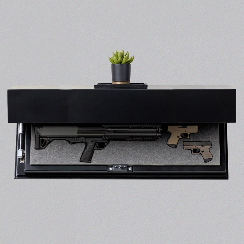 Alpha Large Floating Concealment Shelf in Black Finish W/ RFID Etsy