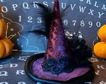 Forever in Black Purple Illusion Velvet Mini Witch Hat