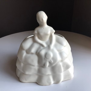 Vintage Lady Planter - Vintage Matte White Lady Ruffled Dress Hat Planter - Southern Belle Planter