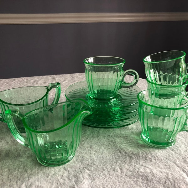 Depression Glass Cups Saucers Etsy