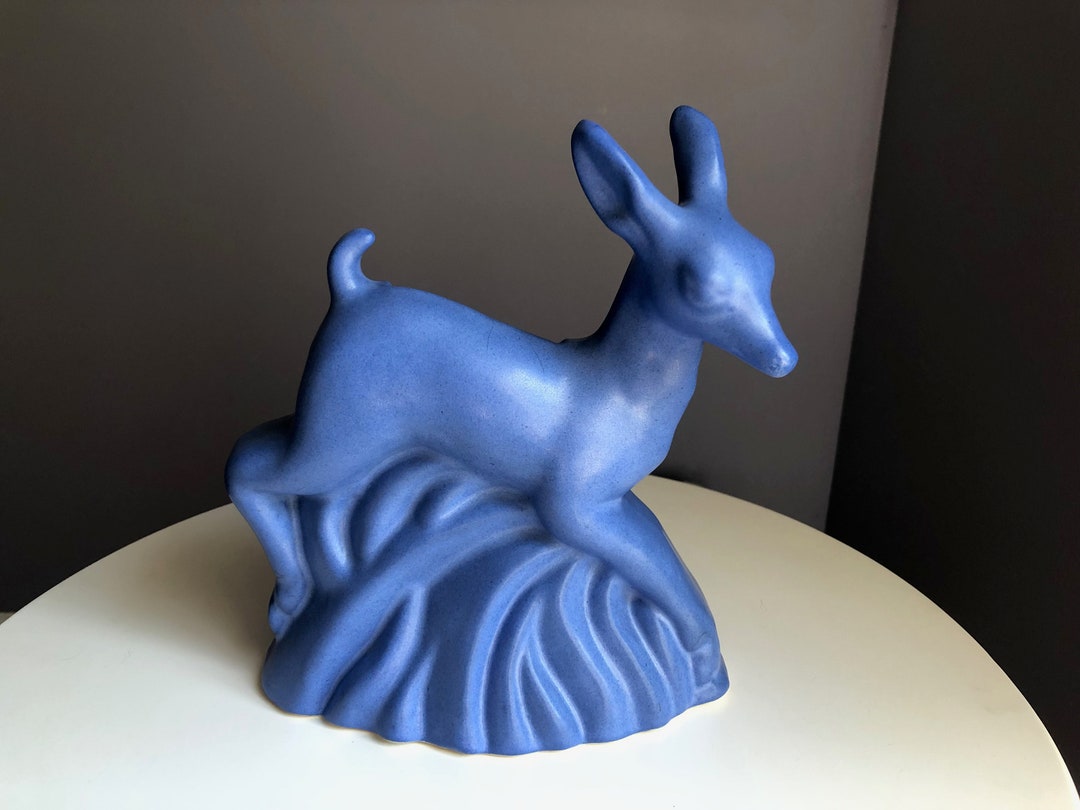 Vintage Niloak Deer Vase Planter Niloak Matte Ozark Blue Speck Deer Vase Planter Etsy