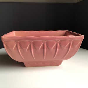 Vintage McCoy Planter - McCoy Pink Rectangular Planter - McCoy USA 701 Waves Triangle Dot Pattern - Dish Garden