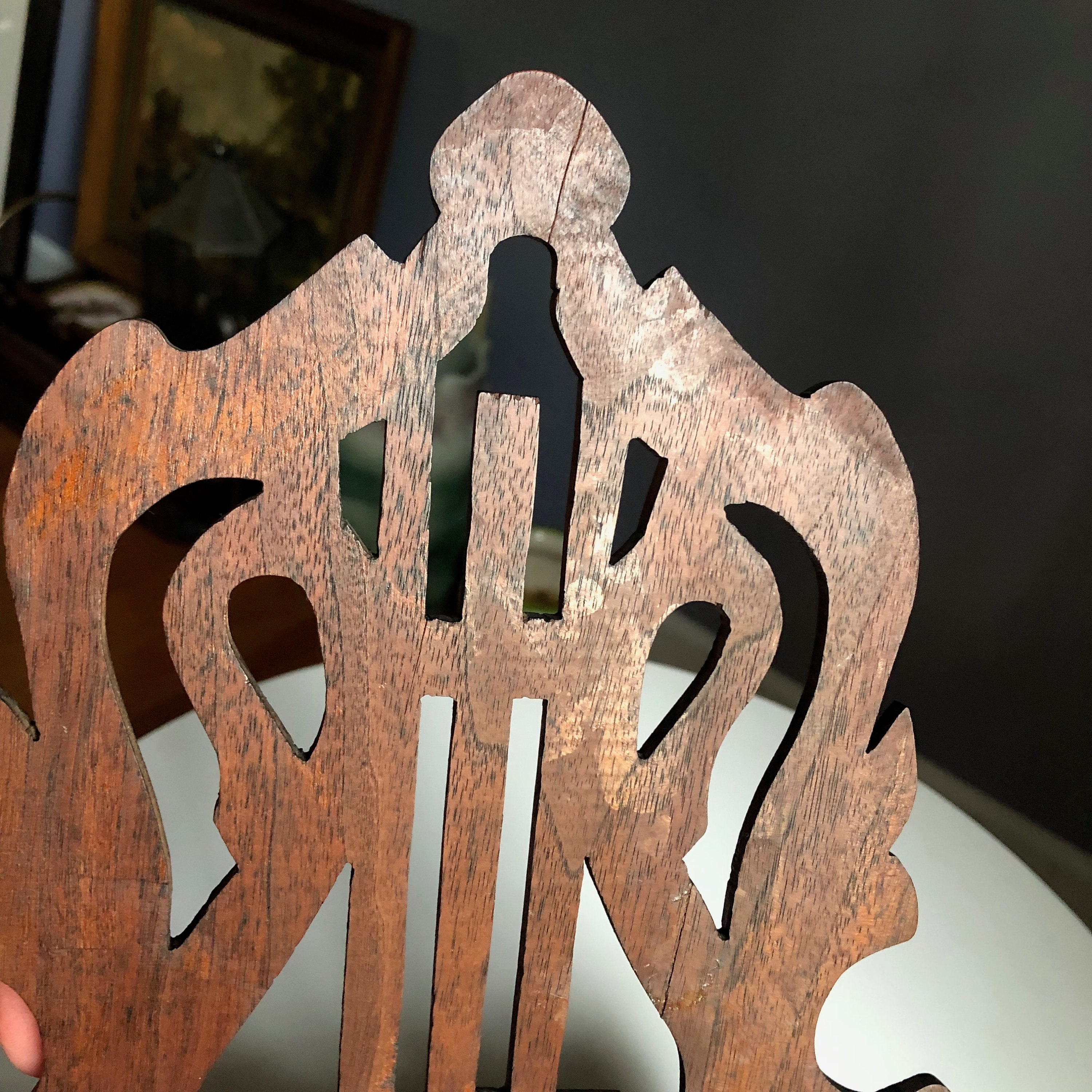 Vintage Wood Letter Candle Holder Wall Desk Mount Lyre Harp Etsy