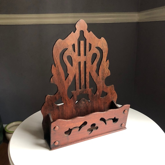 Vintage Wood Letter Candle Holder Wall Desk Mount Lyre Harp Etsy