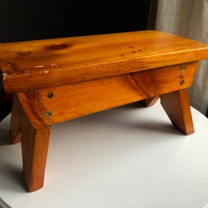 Vintage Pine Foot Stool Small Bench - Plant Stand