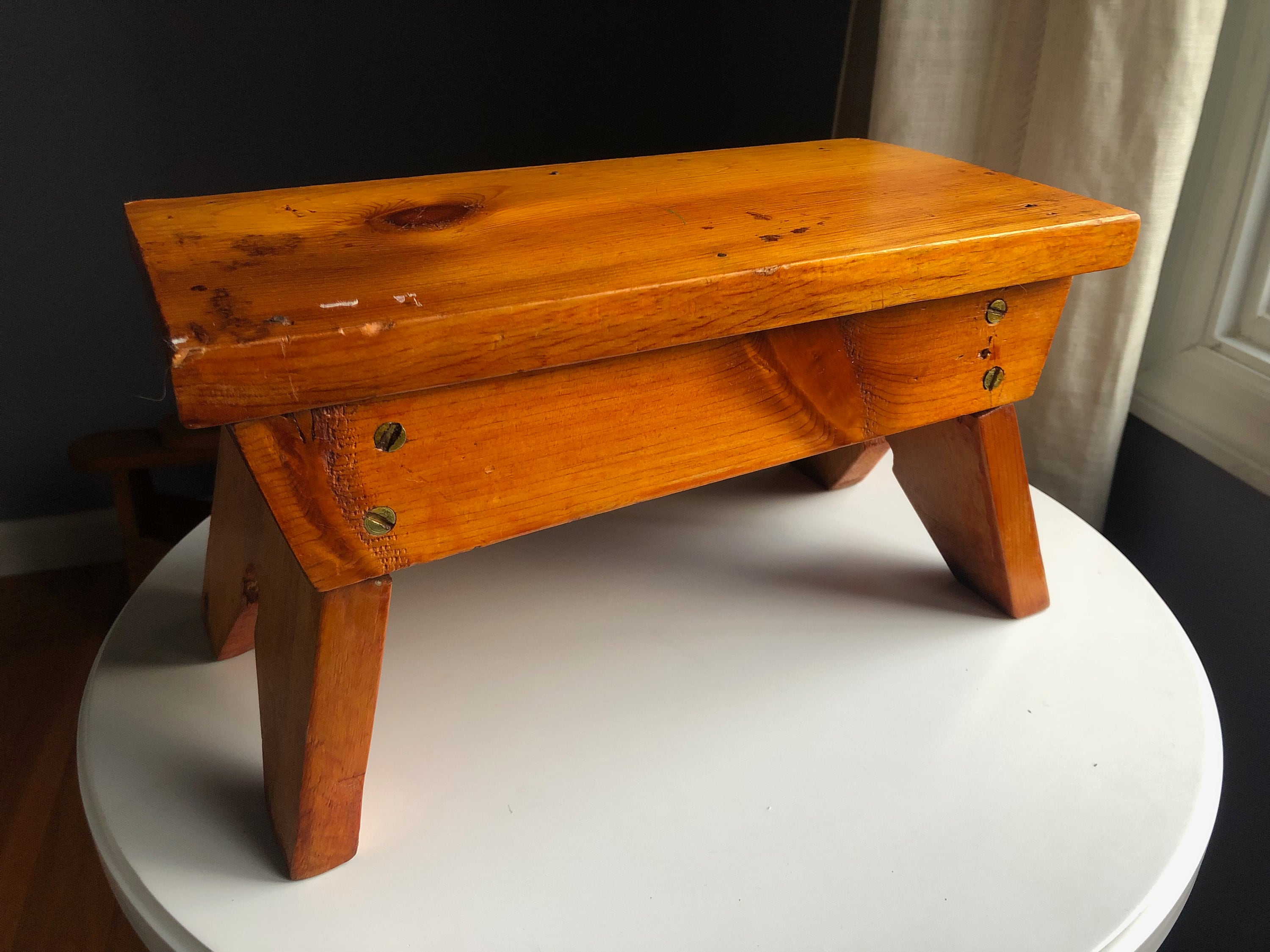 Vintage Pine Foot Stool Small Bench - Plant Stand - Etsy