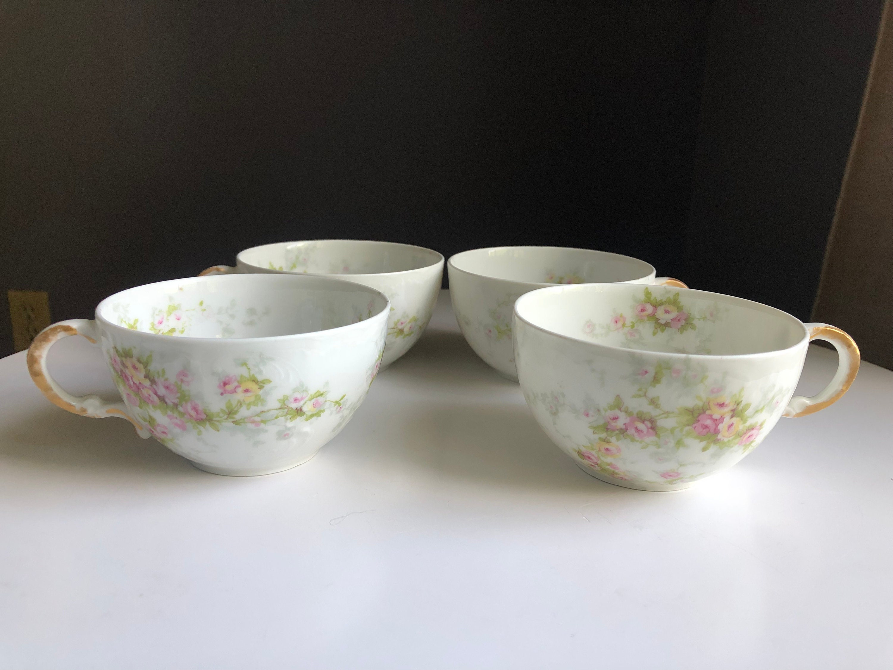 Antique Tea Cups & Saucers Set — French Antiques Vintage French