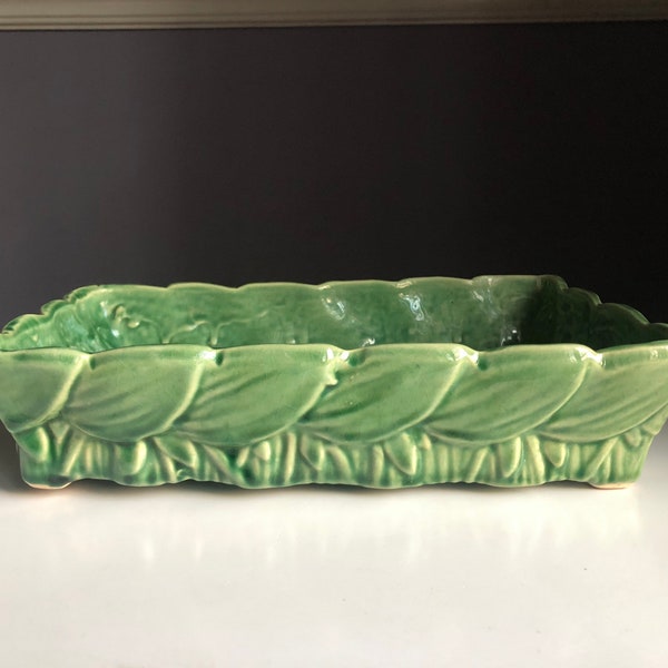 Vintage McCoy Planter - McCoy Green Leaf Rectangular Planter