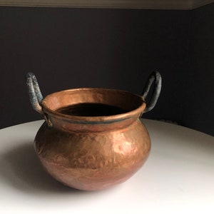 Antique Hammered Copper Pot Two Handle - Round Copper Pot