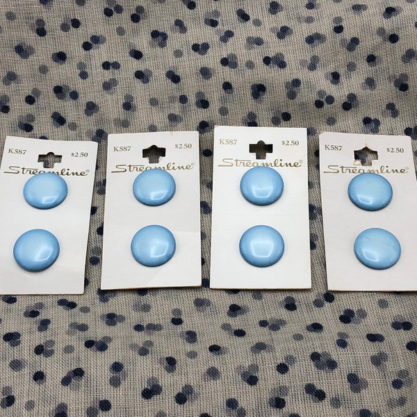 Vintage Light Blue Streamline Made in Italy Buttons 13/16" 20mm Lot of 8 K587