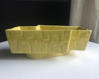 Vintage Upco MCM Planter - Vintage Ungemach Roseville Planter - Vintage Yellow Speck Cube Planter MCM 273