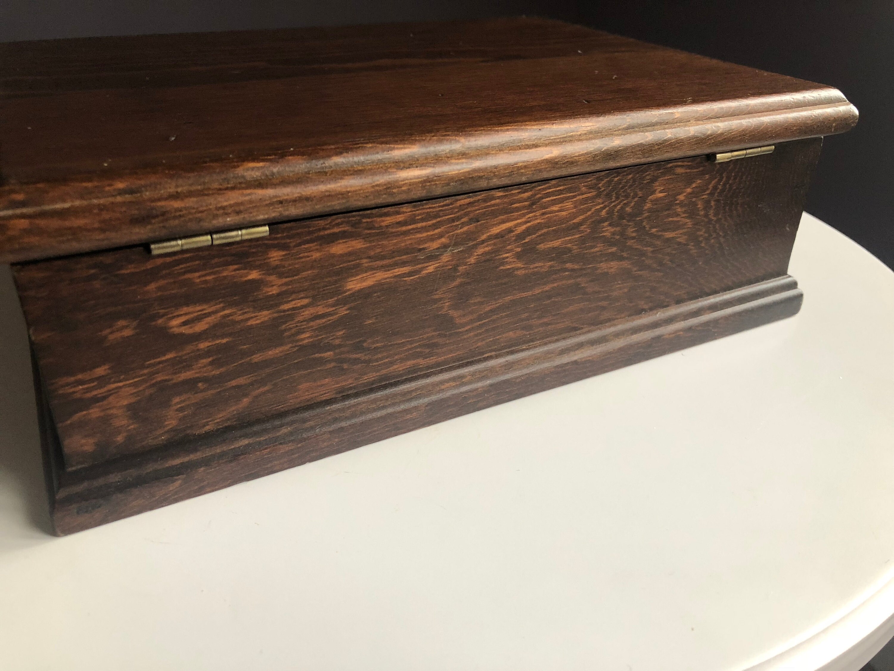 Vintage Dark Oak Wood Jewelry Box Three Mountaineers Inc. Etsy