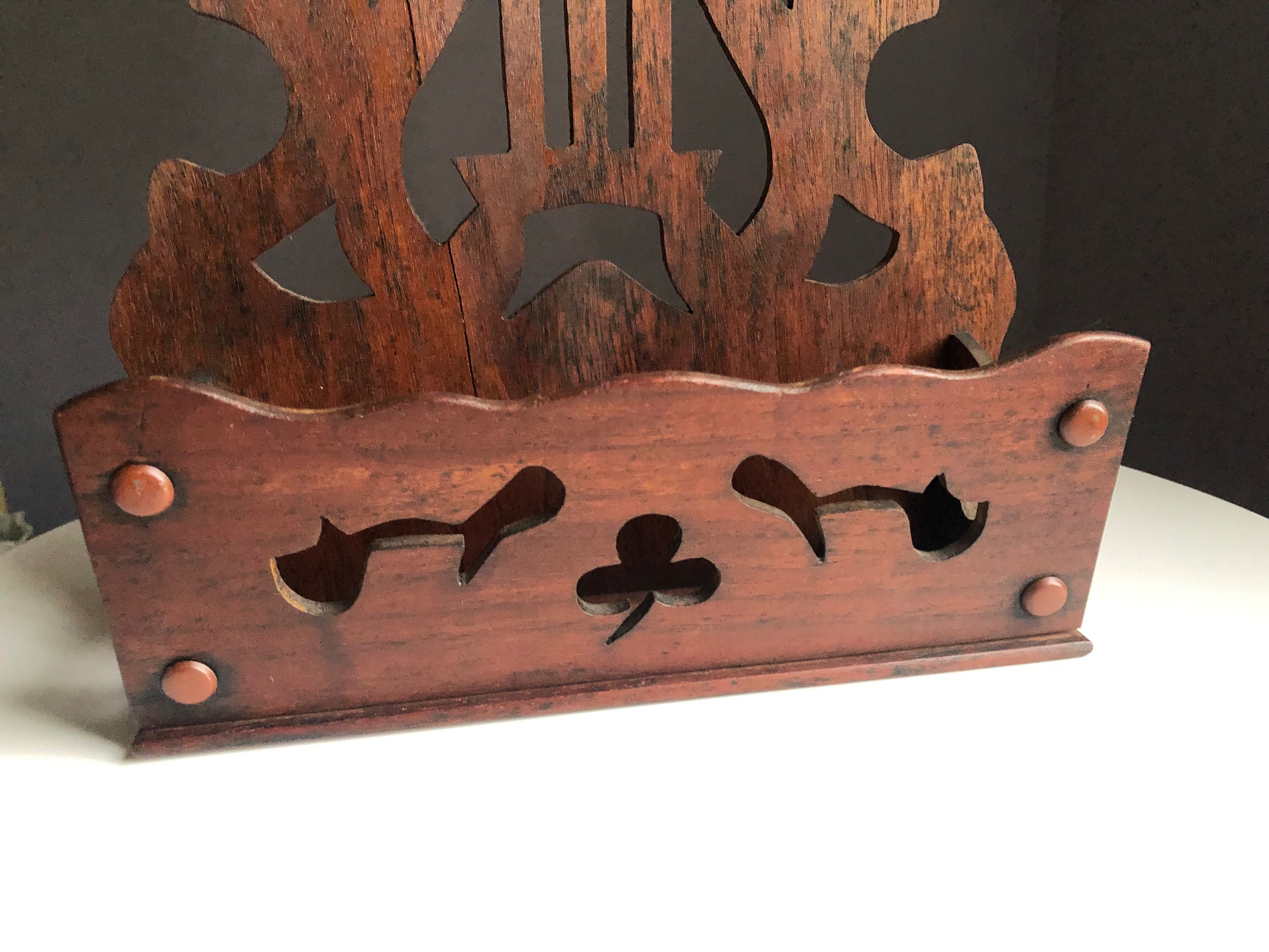 Vintage Wood Letter Candle Holder Wall Desk Mount Lyre Harp Etsy