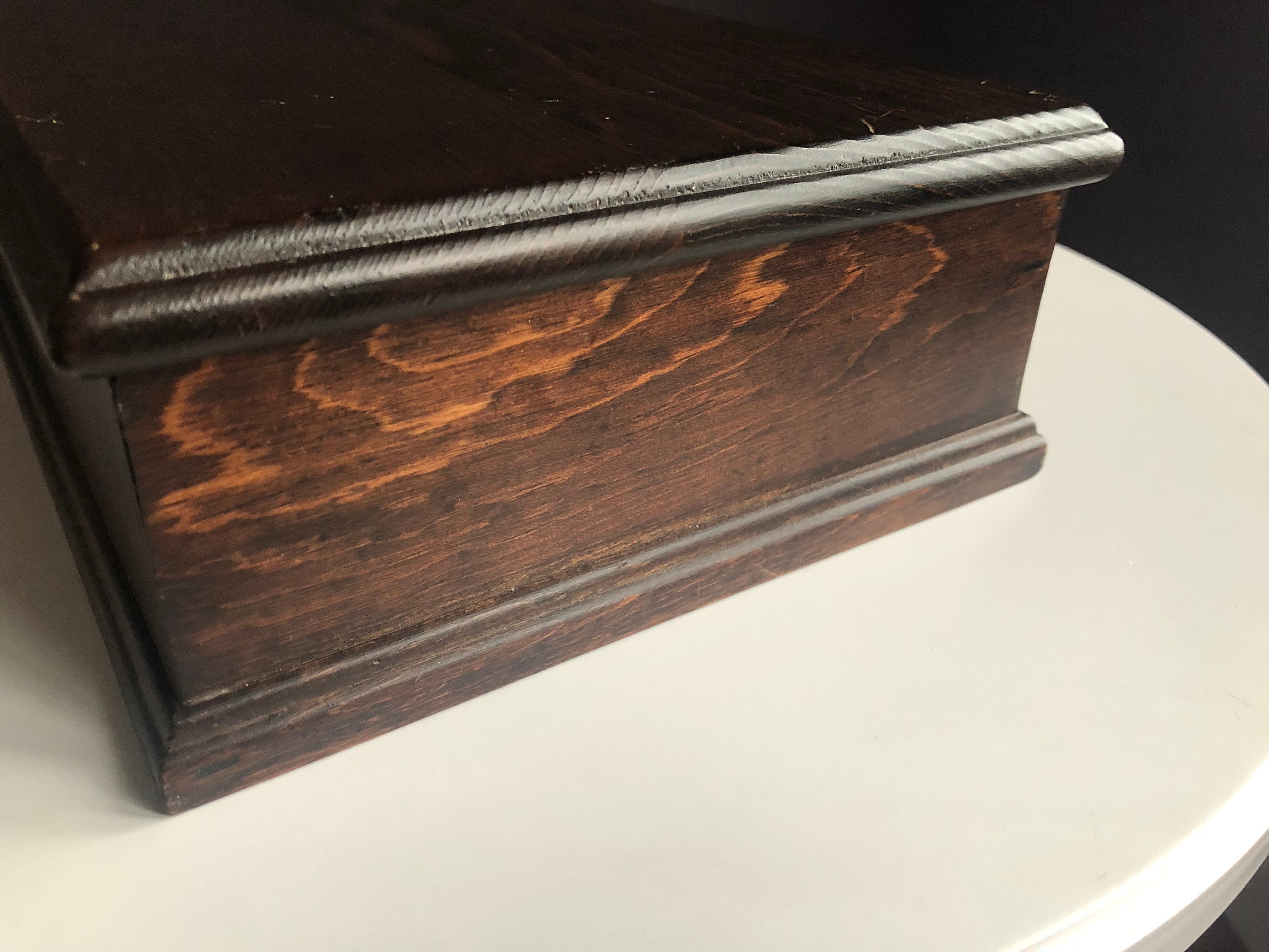 Vintage Dark Oak Wood Jewelry Box Three Mountaineers Inc. Etsy