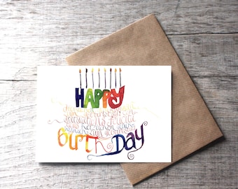 Folding card birthday TORTE, greeting card with envelope DIN A6, birthday greetings, calligraphy, design paper