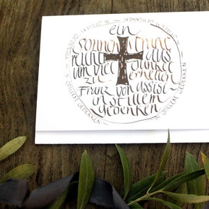 Carte de comitter SONNENSTRAHL, carte pliante avec enveloppe a6, carte de condoléances, certificat funéraire, calligraphie, papier naturel