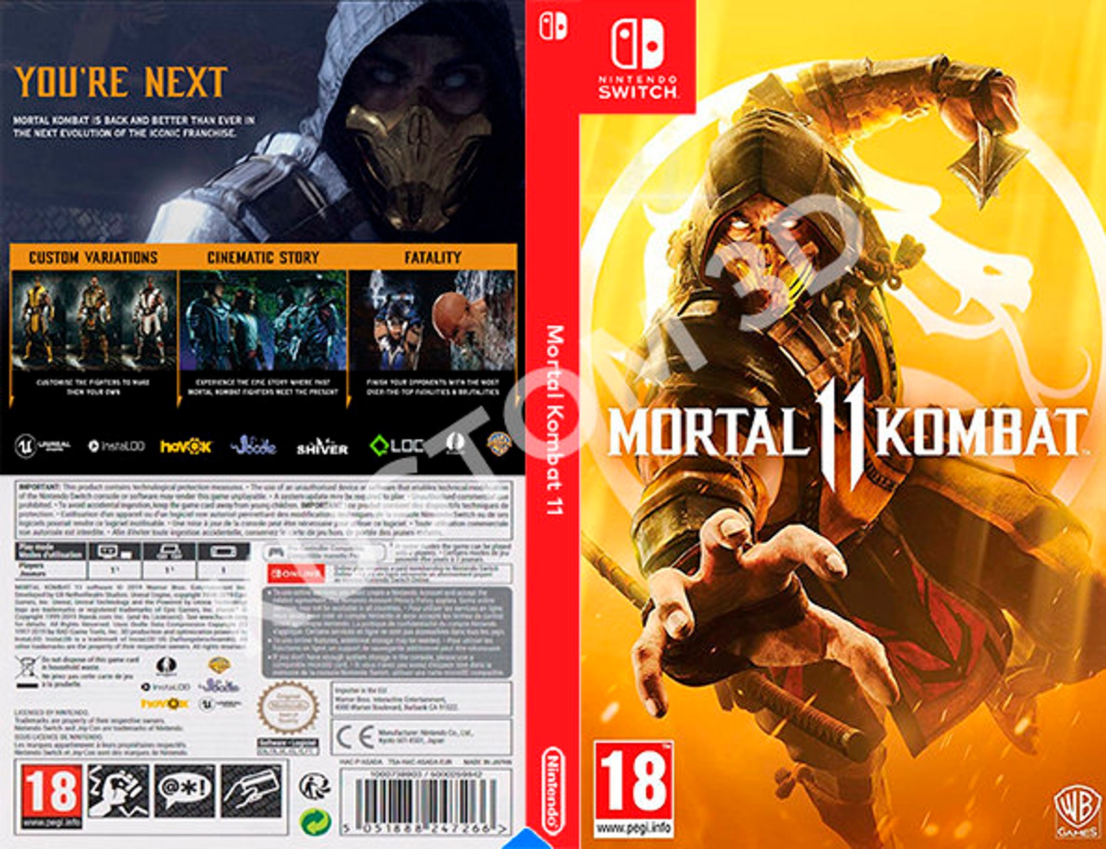 Custom Nintendo Switch Art Cover Mortal Kombat 11 Game Etsy