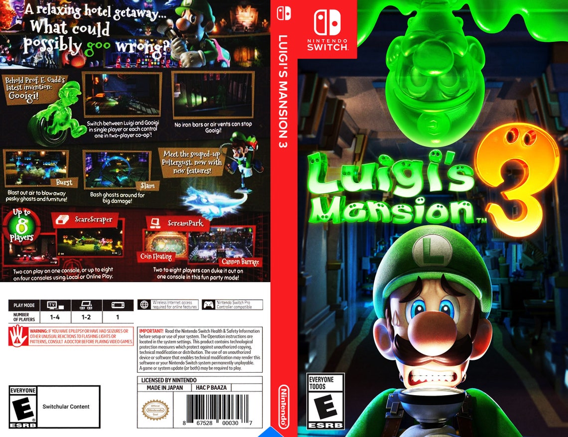 Custom Nintendo Switch Art Cover Luigis Mansion 3 Game Case Etsy Ireland