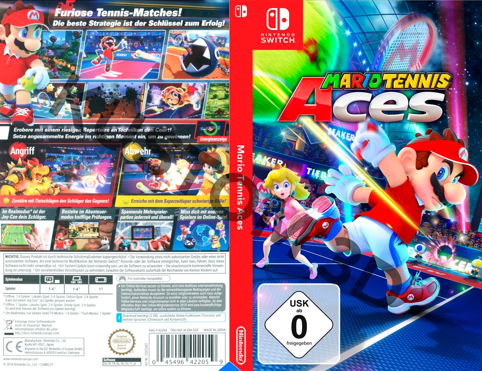 Custom Nintendo Switch Art Cover Mario Tennis Aces Game Etsy