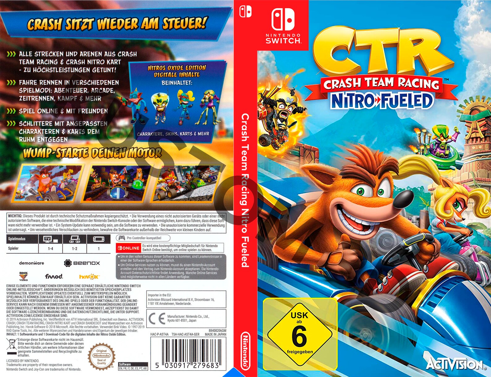 Custom Nintendo Switch Art Cover CTR Crash Team Racing Etsy UK