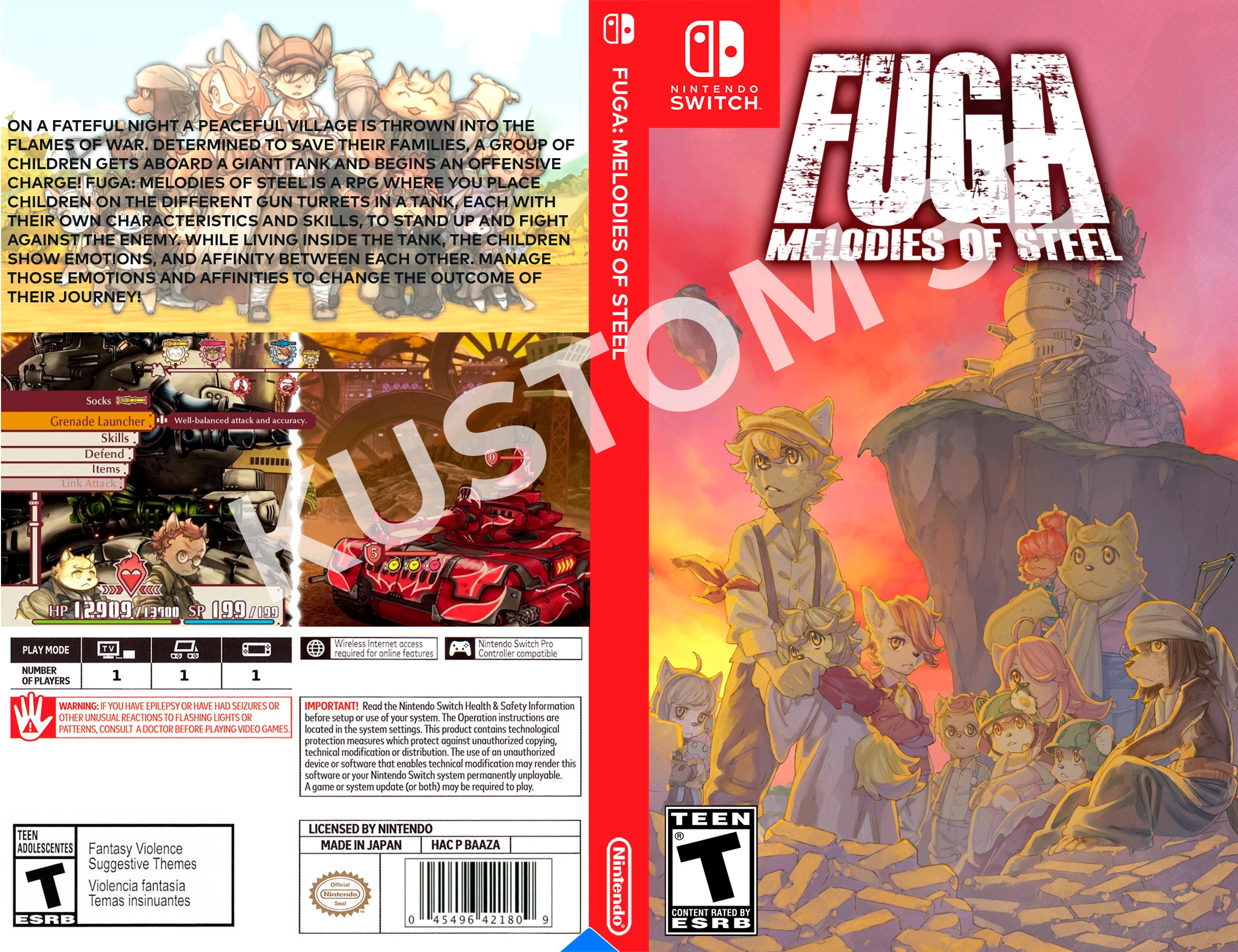 Custom Nintendo Switch Art Cover Monster Sanctuary Game Case Spielehülle Nintendo Switch