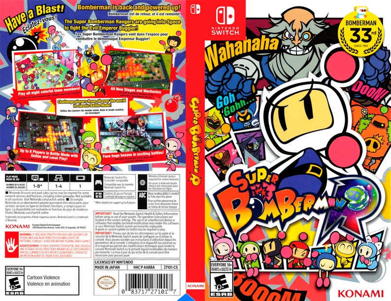Custom Nintendo Switch Art Cover Super Bomberman R Game Etsy