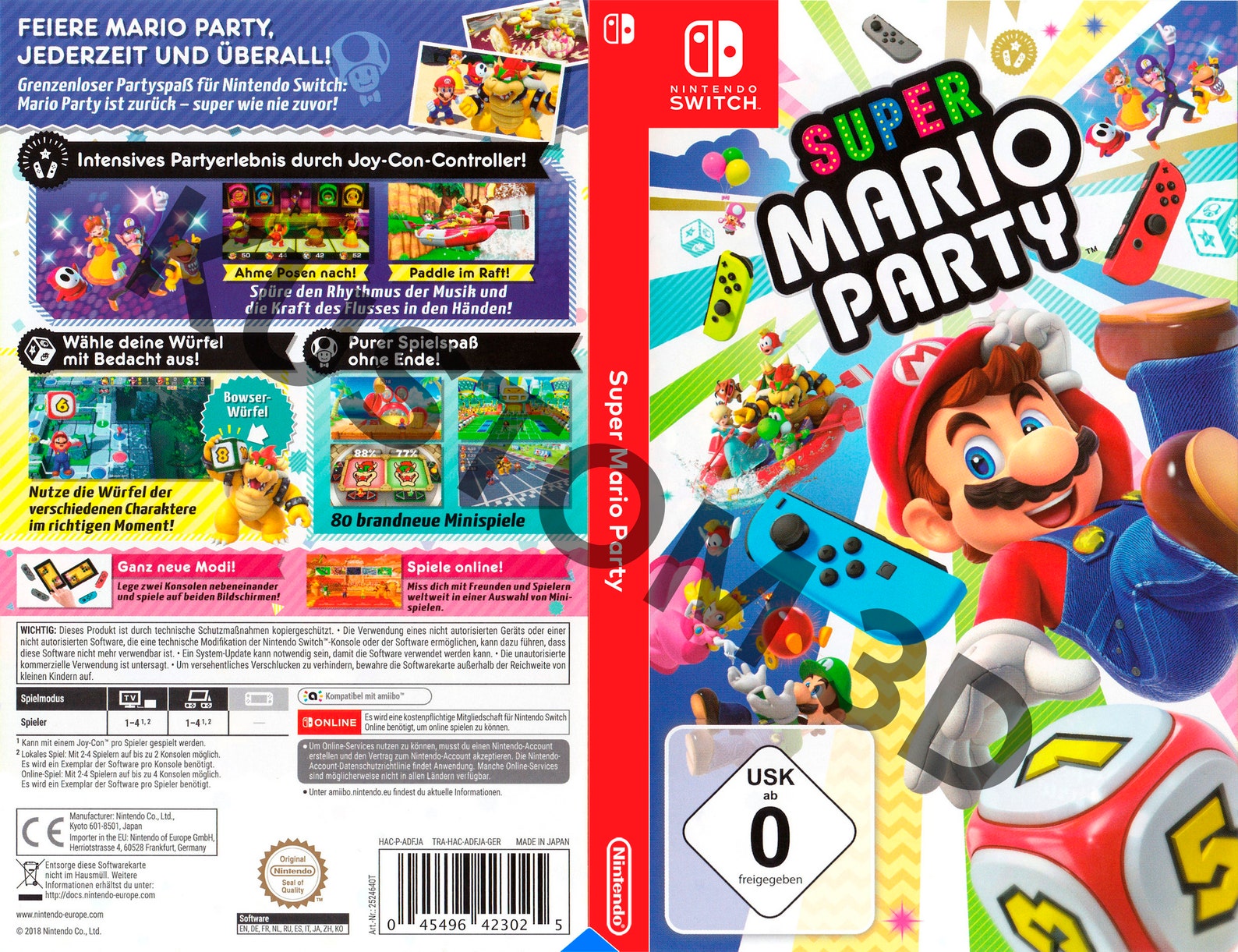 Custom Nintendo Switch Art Cover Super Mario Party Game Case Etsy