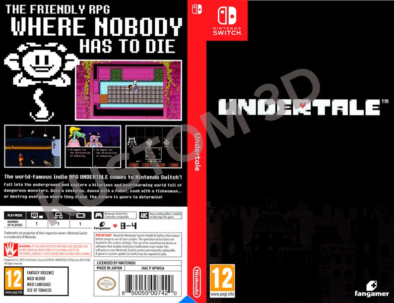 Custom Nintendo Switch Art Cover Undertale Game Case Game | Etsy