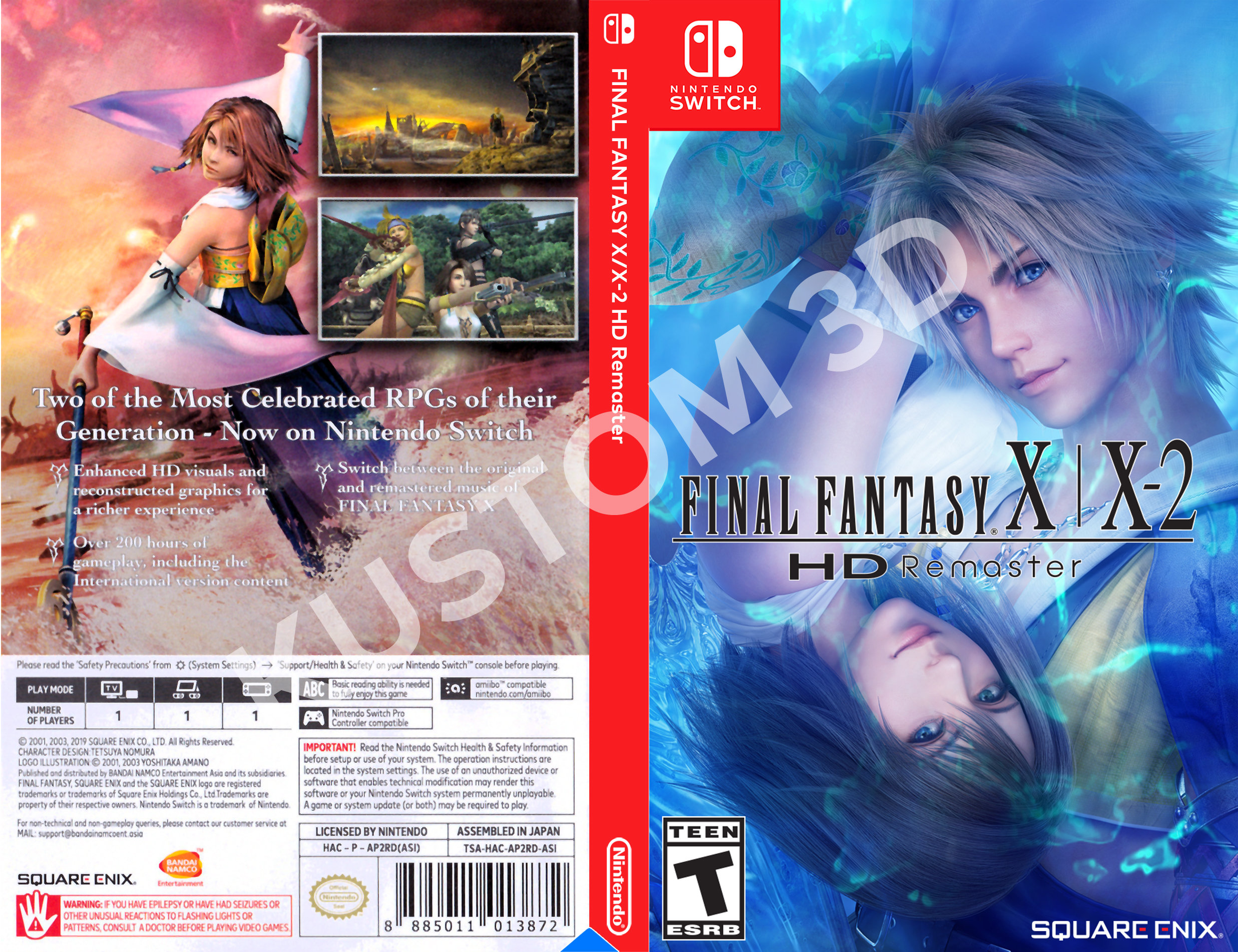 Custom Nintendo Switch Art Cover Final Fantasy X X 2 Game Etsy
