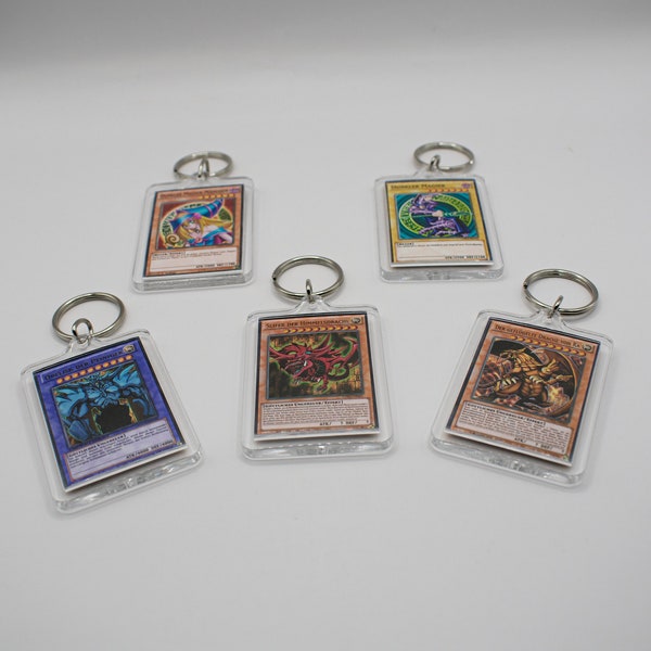 Yu-Gi-Oh Cards Acrylic Keychain | Miniature Reprint | Collectible | Keyring | Gift for Fans