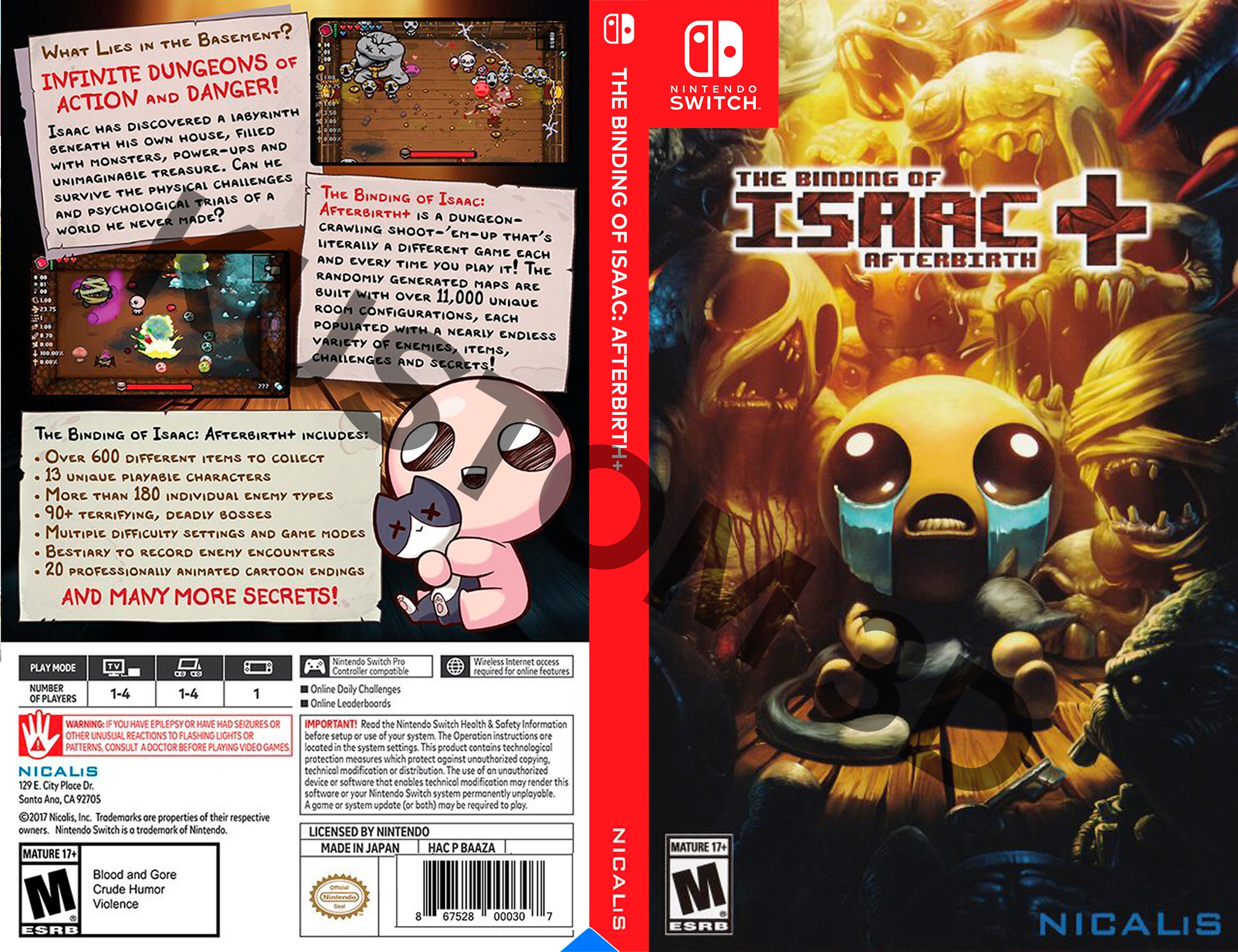 Custom Nintendo Switch Art Cover the Binding of Isaac Etsy UK