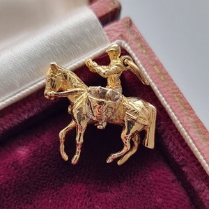 Vintage 9 Karat Gold Royal Trommel Pferd Anhänger