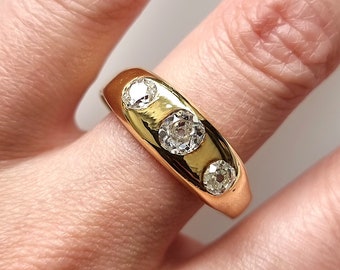 Antique 18ct Gold Diamond Three Stone Ring, 0.95ct