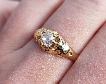 Antique 18ct Gold Old Cut Diamond Solitaire Ring, 0.55ct