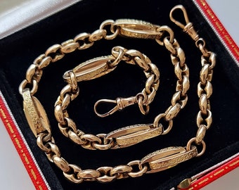 Antike 9 Karat Gelbgold Fancy Gliederketten-Halskette, 31,2 Gramm, circa 1910