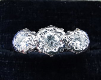 Vintage 18ct Gold Three Stone Diamond Ring, 0.35ct