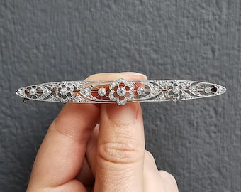 Edwardian Platinum & 18ct Gold Diamond Bar Brooch