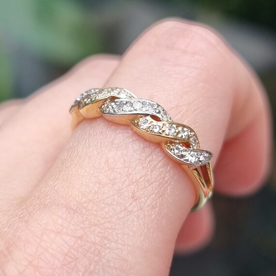 Vintage 18ct Gold Diamond Double Twist Ring, 0.30… - image 2