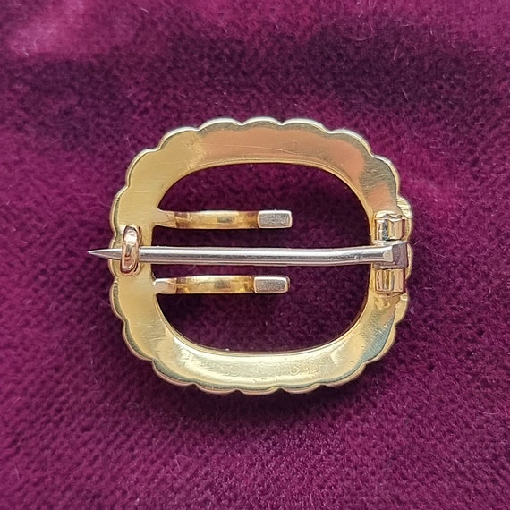 Antique 18ct Gold Pearl Buckle Brooch - image 4