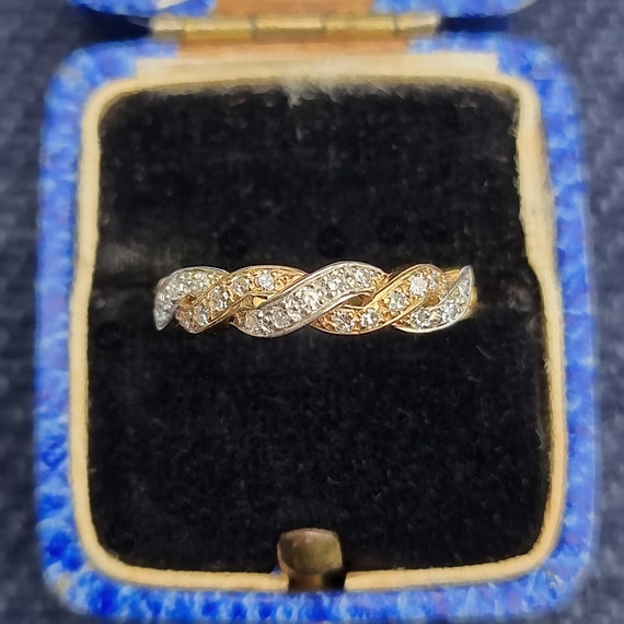 Vintage 18ct Gold Diamond Double Twist Ring, 0.30… - image 5