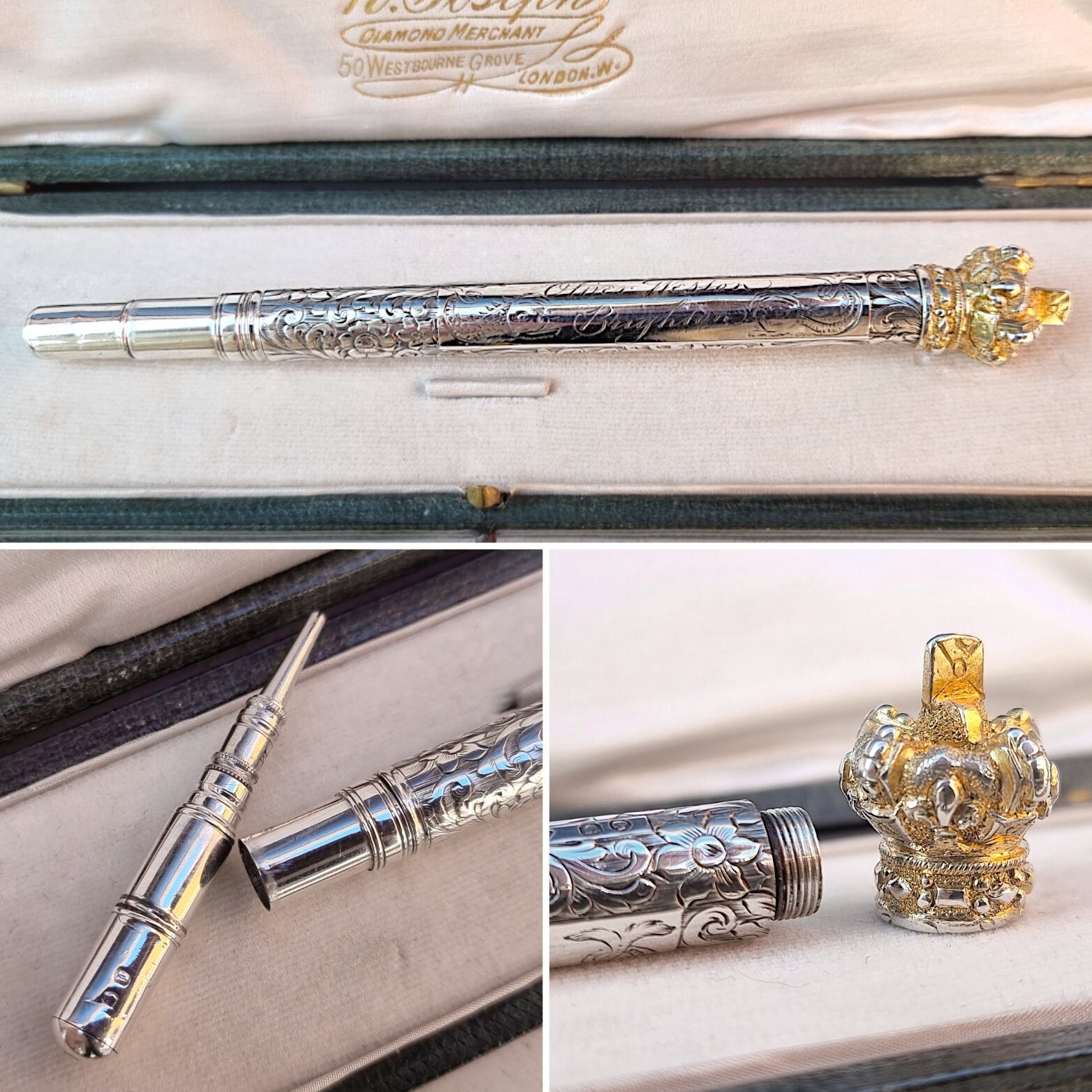 Hallmarked 1848 Victorian Sterling Silver Propelling Pencil by Sampson Mordan