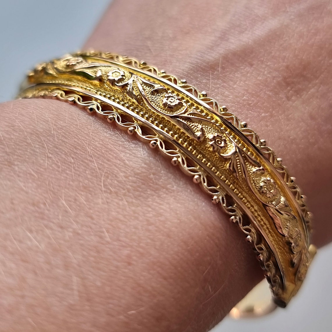 Antique 9ct Gold Embossed Bangle Hallmarked Birmingham 1913 Etsy UK