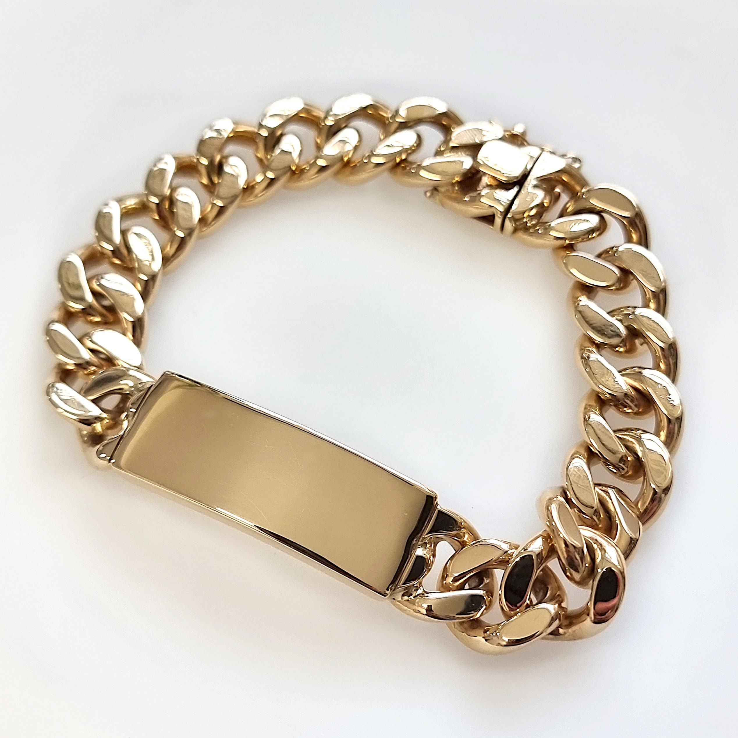 Gent's Vintage 9ct Solid Gold ID Curb Bracelet 120.3 - Etsy Finland