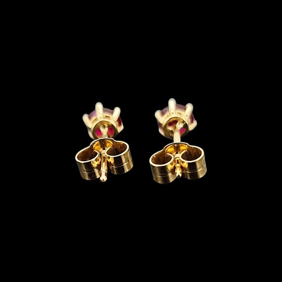 18ct Yellow Gold Ruby Solitaire Stud Earrings - image 6