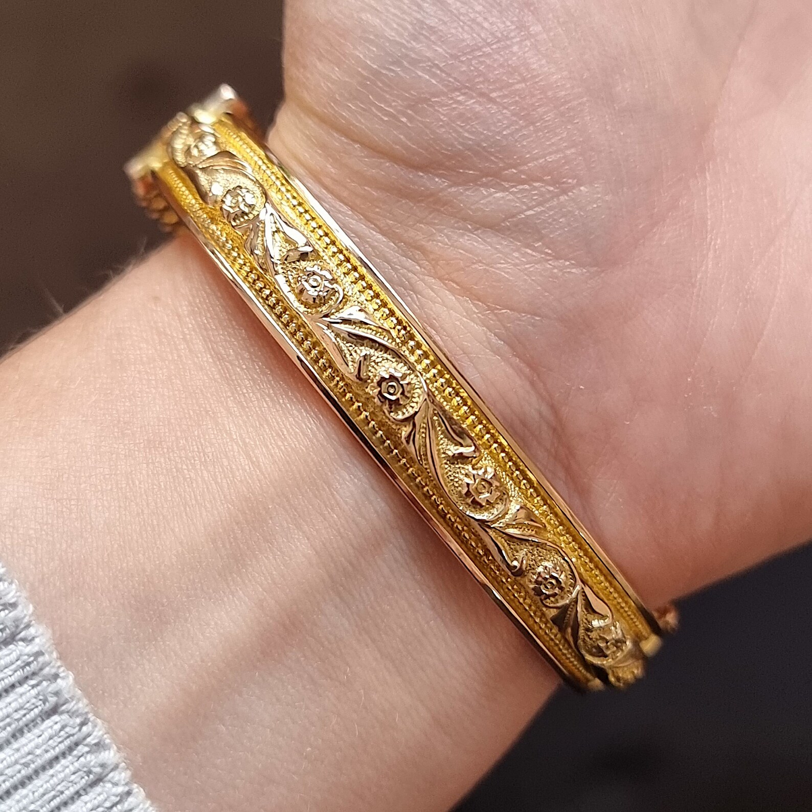 Antique 9ct Gold Embossed Bangle Hallmarked Birmingham 1913 Etsy UK