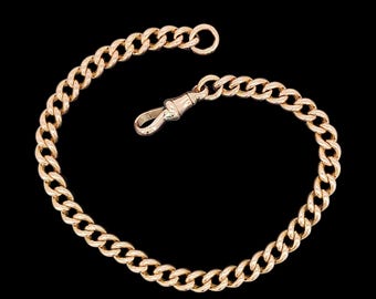 Antique 9ct Rose Gold Curb Link Bracelet with Lobster Clasp