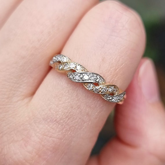 Vintage 18ct Gold Diamond Double Twist Ring, 0.30… - image 1