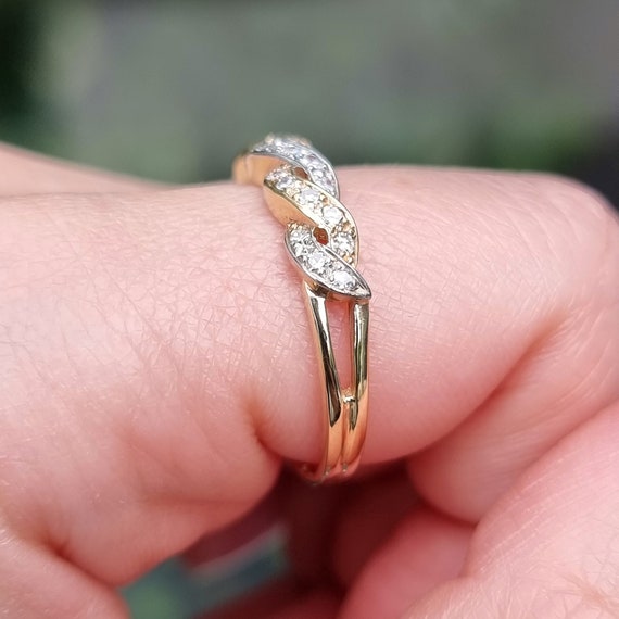 Vintage 18ct Gold Diamond Double Twist Ring, 0.30… - image 3
