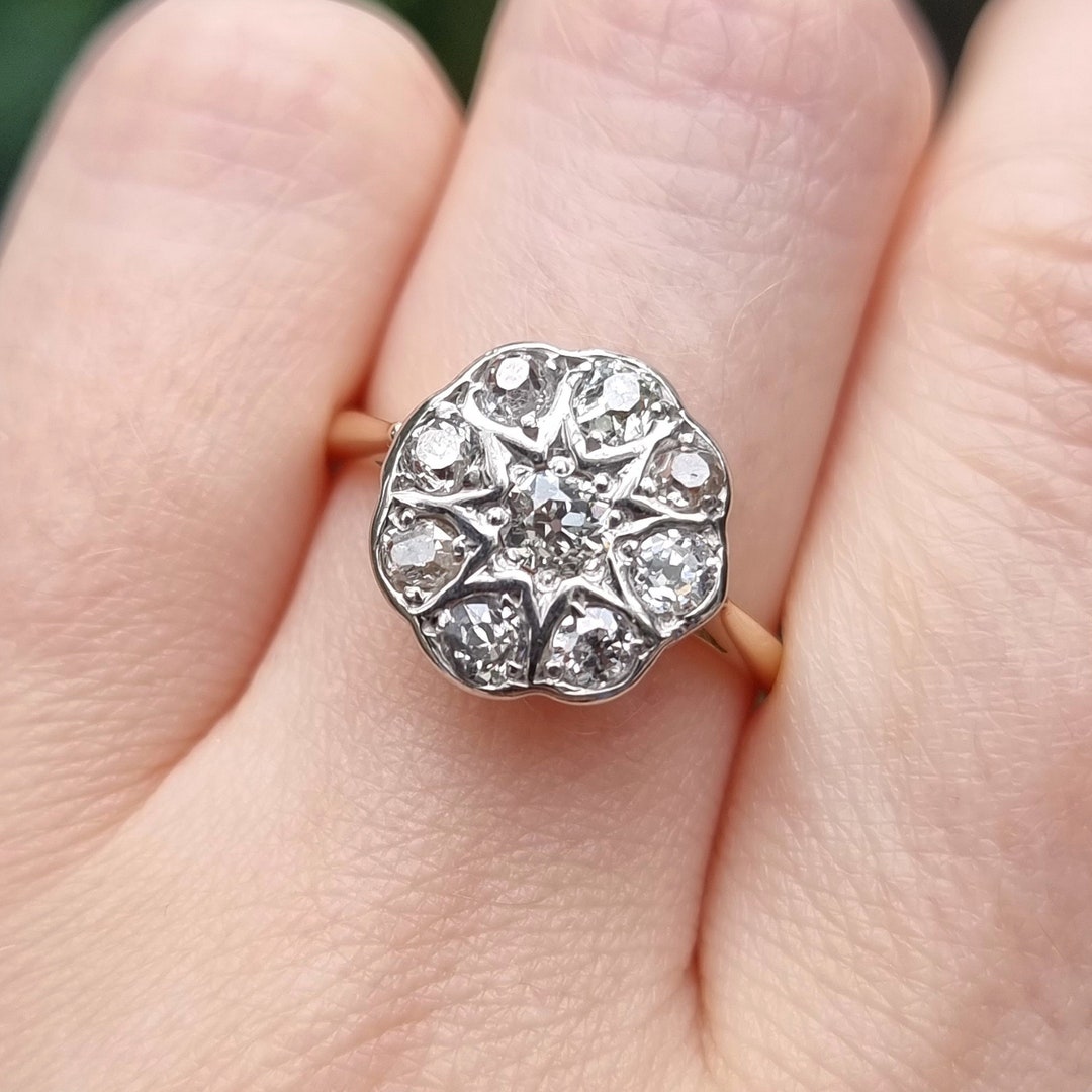 フランス アールデコ オールドカットダイヤ ドルムーズ ピアス 18金