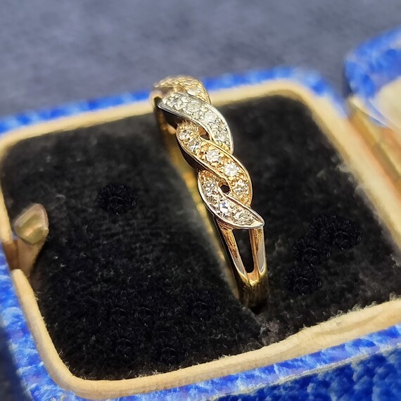 Vintage 18ct Gold Diamond Double Twist Ring, 0.30… - image 6